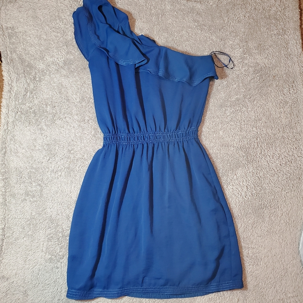 MAX STUDIO Blue One Shoulder Ruffld dress L